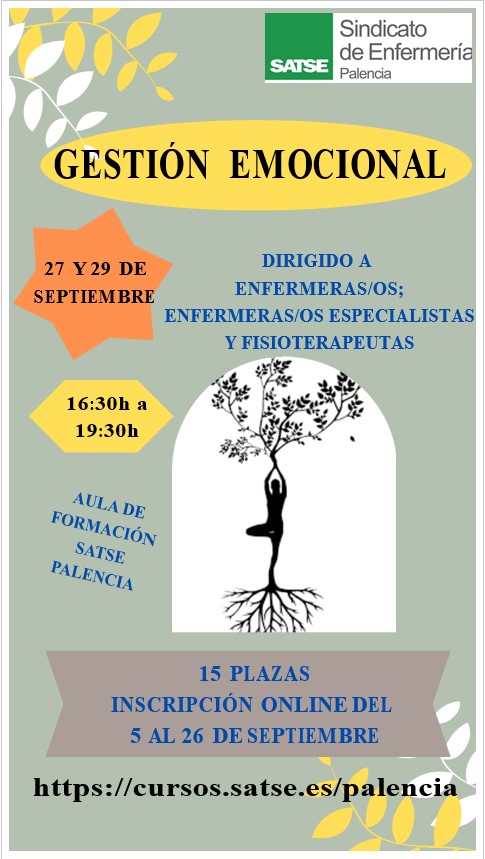 Curso de gestión emocional SATSE Palencia septiembre 2022 cartel