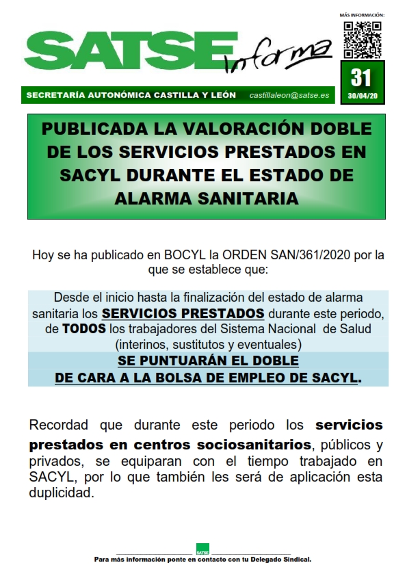 S.I. 31-20 DUPLICIDAD BAREMACIÓN BOLSA DE EMPLEO