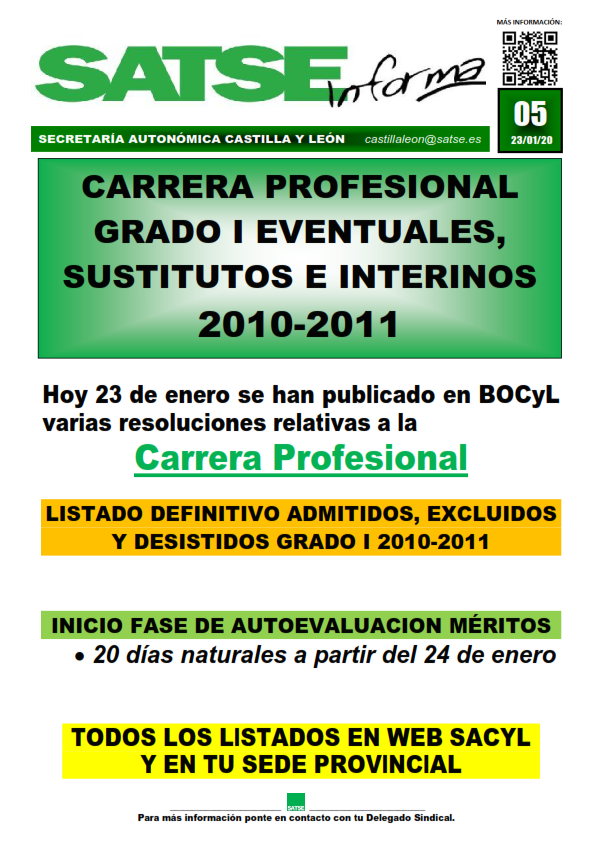 SI 05-20 CARRERA PROFESIONAL GRADO I 2010-11 EVENTUALES
