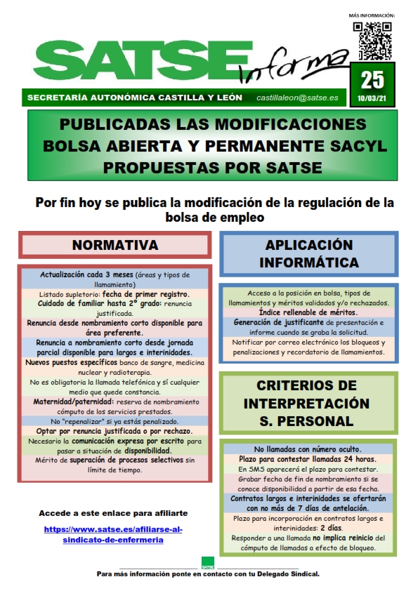 S.I. 25-21 MODIFICACION BOLSA ABIERTA Y PERMANENTE