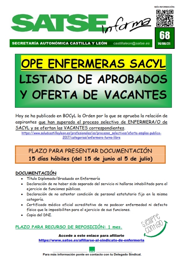 SI 68-21 OPE ENFERMERA OFERTA VACANTES