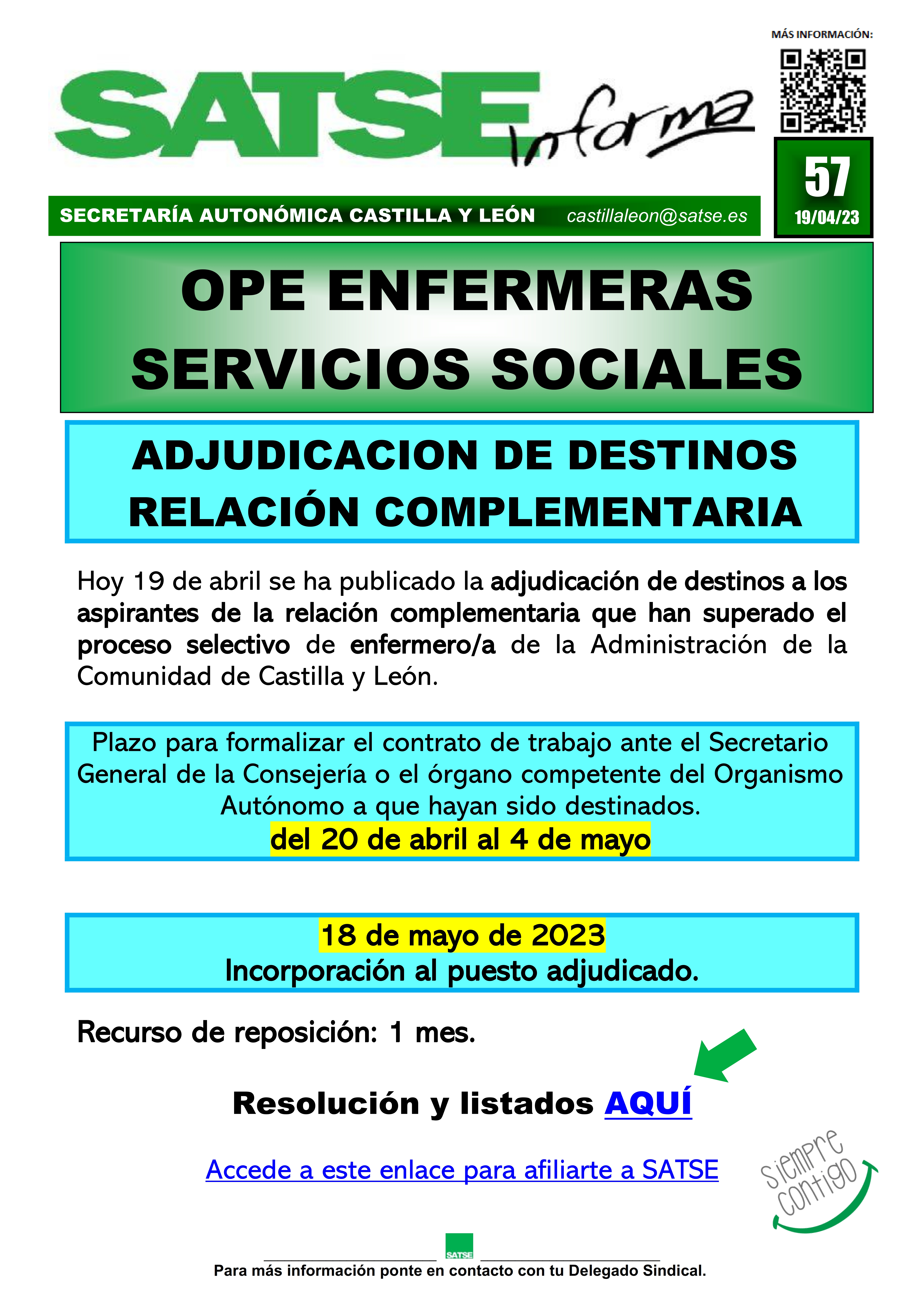 S.I. 57-23 OPE ENFERMERAS SERVICIOS SOCIALES nombramiento