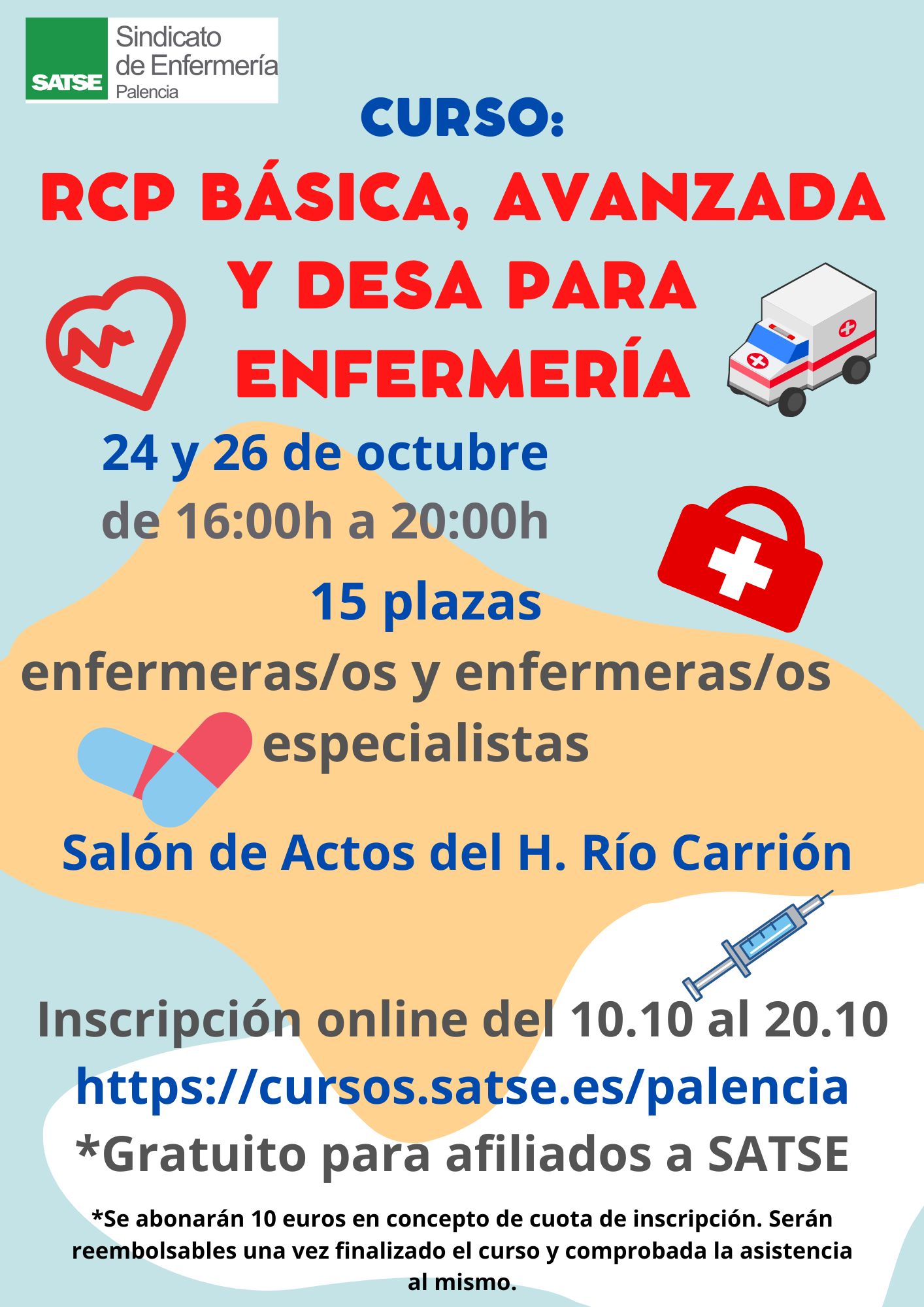 CURSO RCP BÁSICA AVANZADA Y DESA PARA ENFERMERÍA SATSE PALENCIA 2022