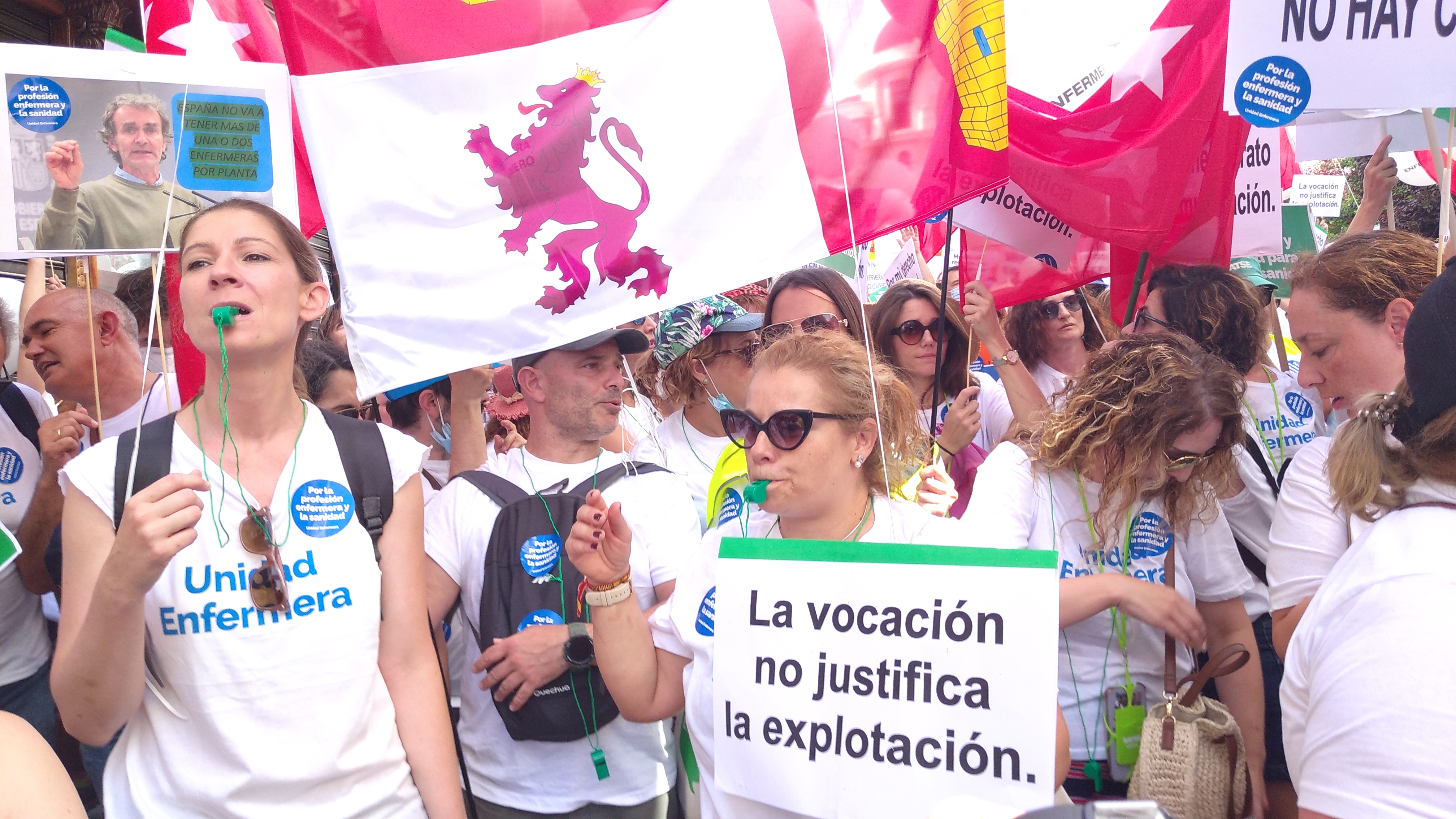 Delegados de SATSE en la manifestación de Madrid el 18 de junio de 2022