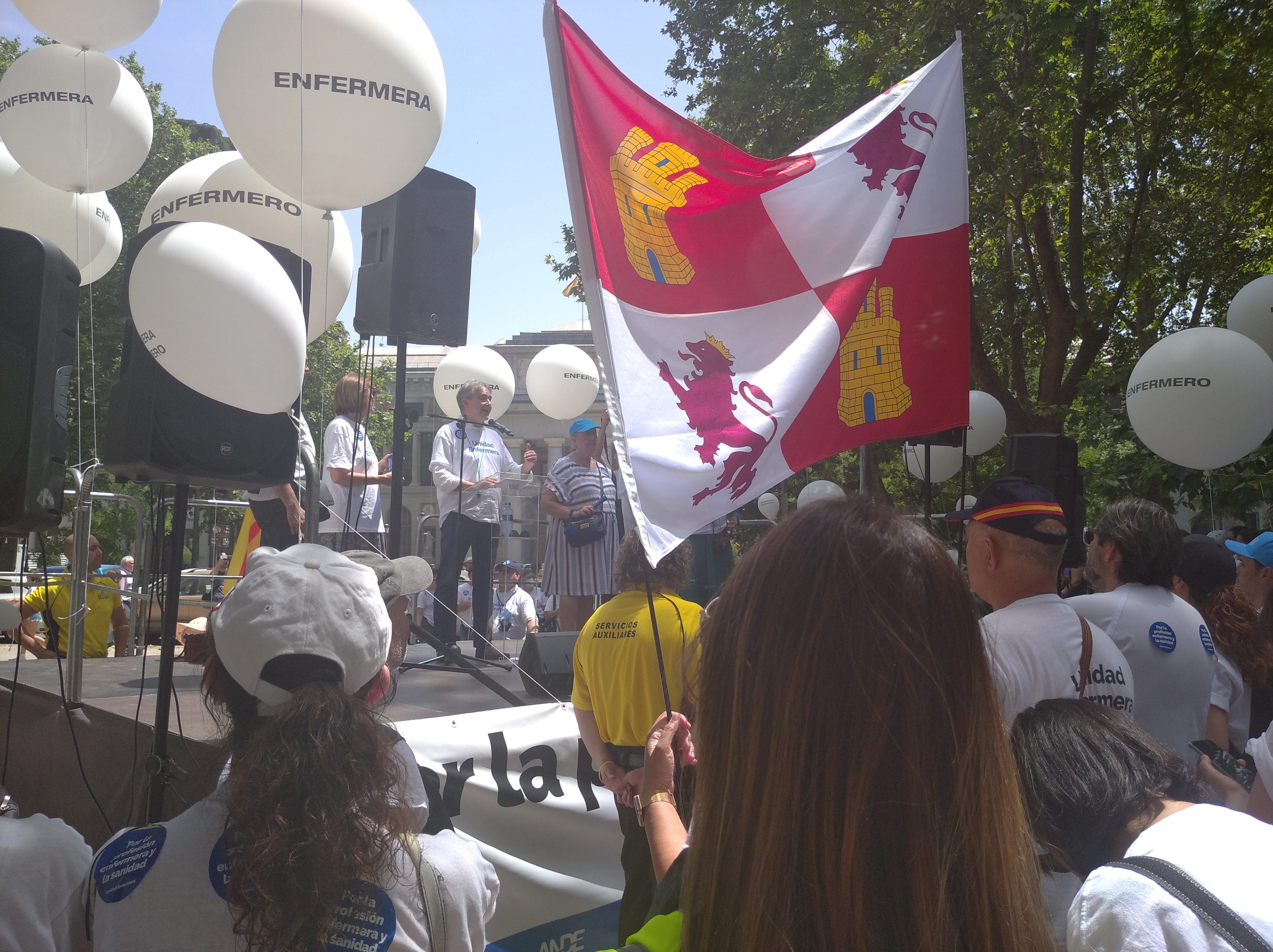 Delegados de SATSE en la manifestación de Madrid el 18 de junio de 2022